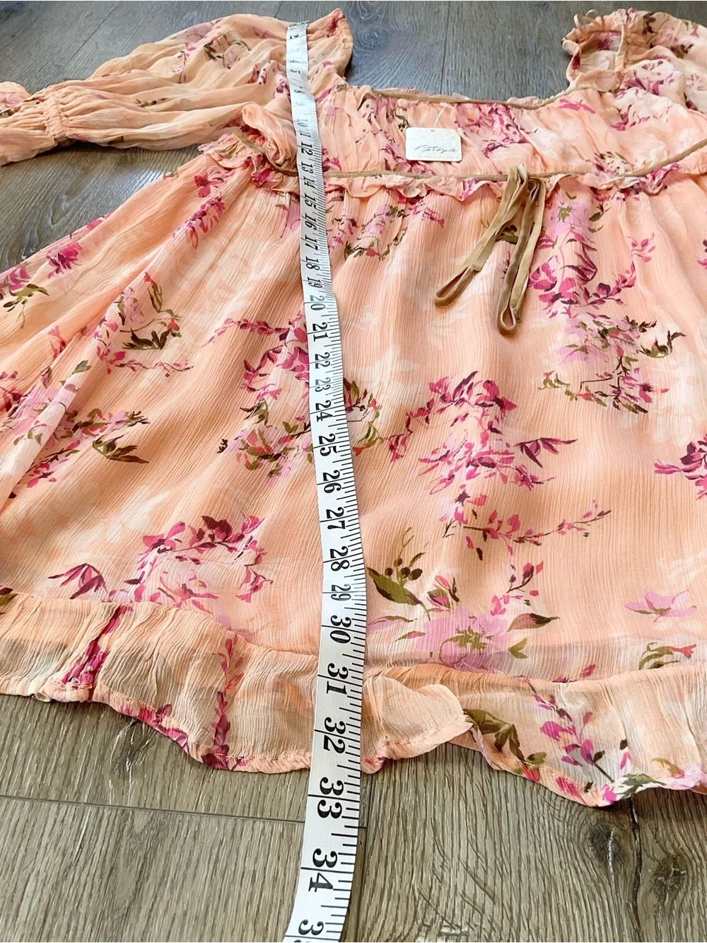 Free People Marney Floral Mini Dress In Peach Combo Size Large NWT